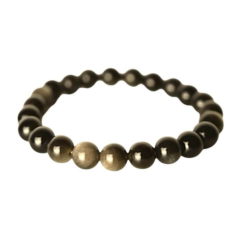 Gold-Obsidian Kugelarmband – schützende Kraft in tiefem Schwarz mit goldenem Schimmer