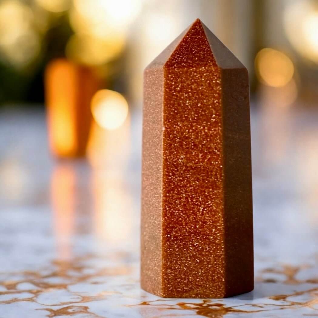 Goldfluss Obelisk – funkelndes Naturkunstwerk für Energie und Optimismus