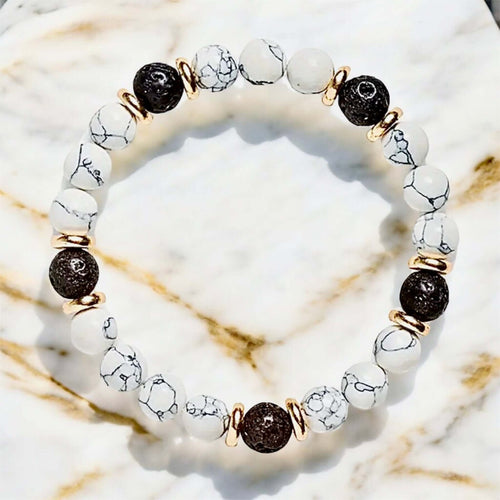 Howlit Vulkanstein Armband - Erdendes Edelsteinduo