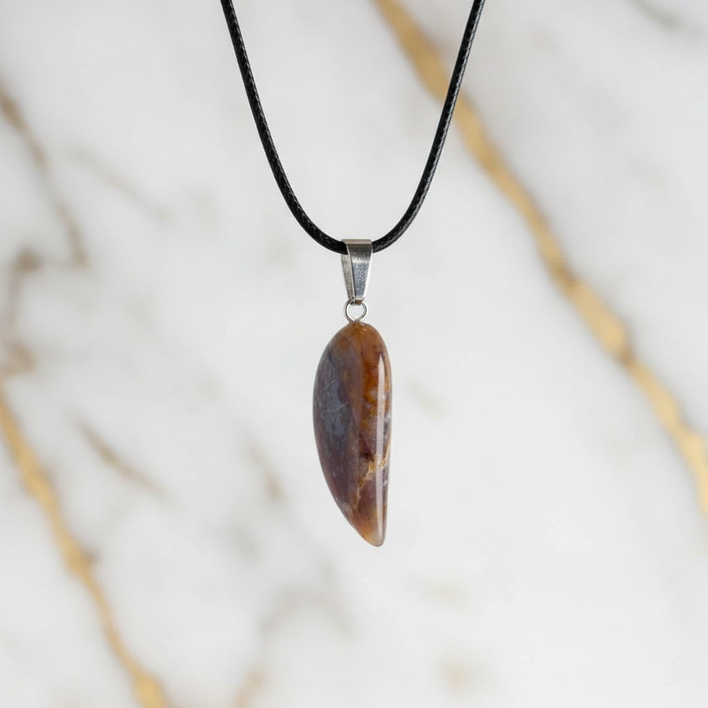 Achat Halskette - Farbenfroher Flügel Anhänger