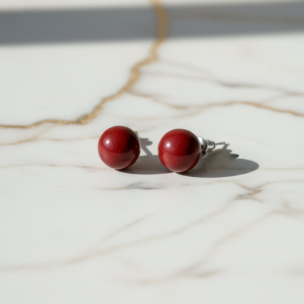 Ohrstecker mit roter Jaspis-Kugel - JETZT sichern CrystalScents