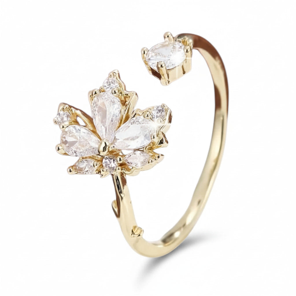Ring offen mit weißem Ahornblatt CrystalScents