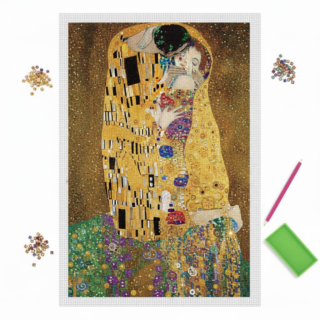 Diamond Painting Set „Der Kuss“ – Klassisches Kunstwerk zum Strahlen