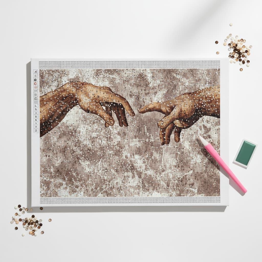 Diamond Painting „Die Erschaffung Adams“ – Funkelndes Meisterwerk