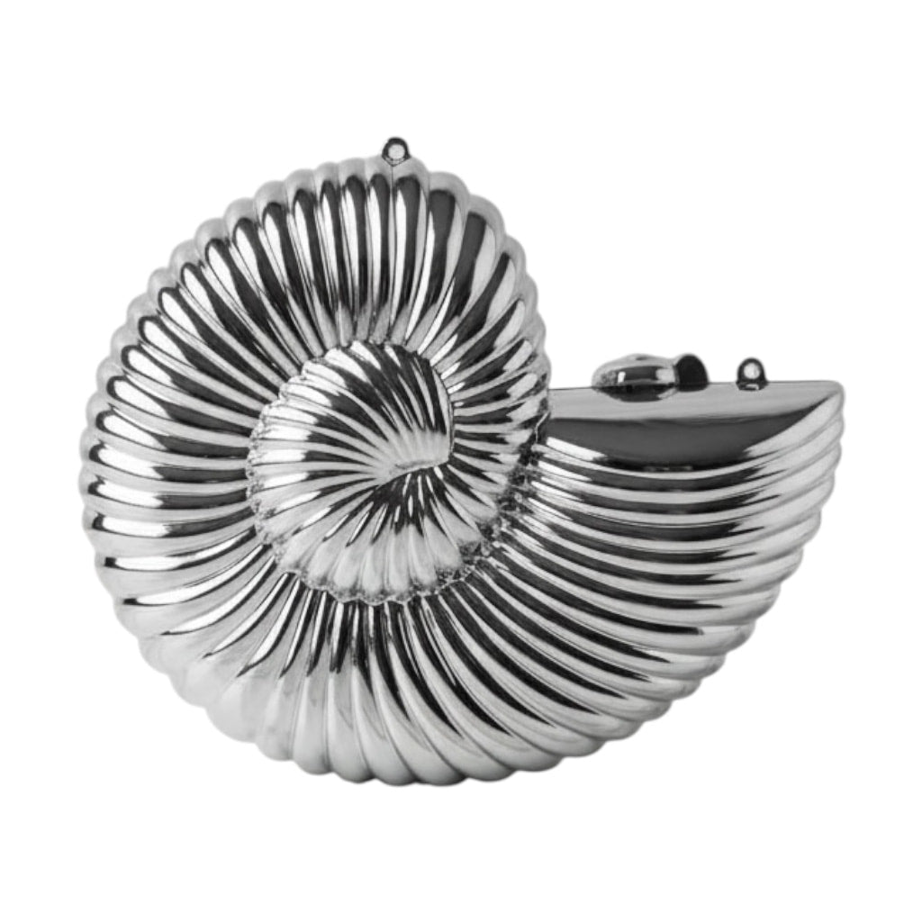 Clutch Muschel in Silber – Statement-Accessoire CrystalScents