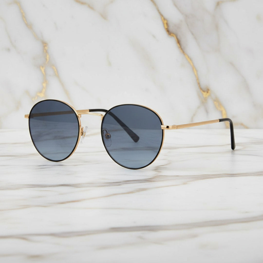 Sonnenbrille in Gold mit blauem Verlauf CrystalScents