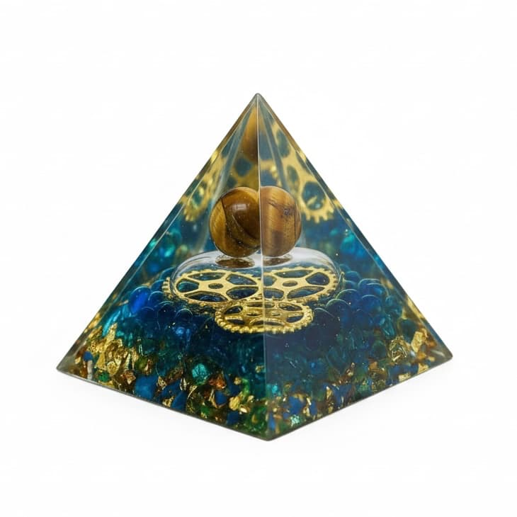 Tigerauge Orgonit Pyramide - Zahnrad Design CrystalScents