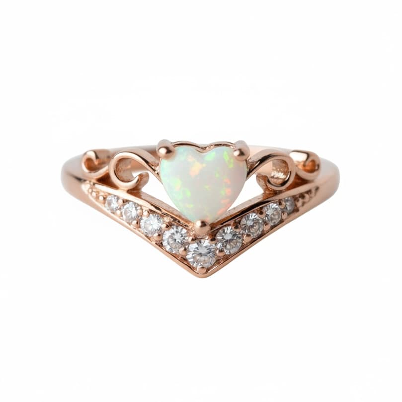Opal Ring - Diadem mit Herzform