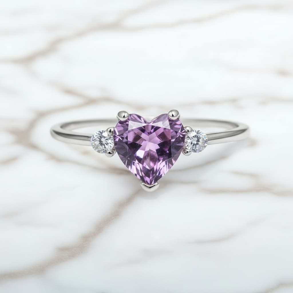 Amethyst Ring - Silber mit Herz