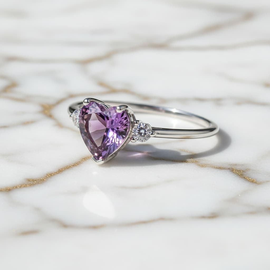 Amethyst Ring - Silber mit Herz