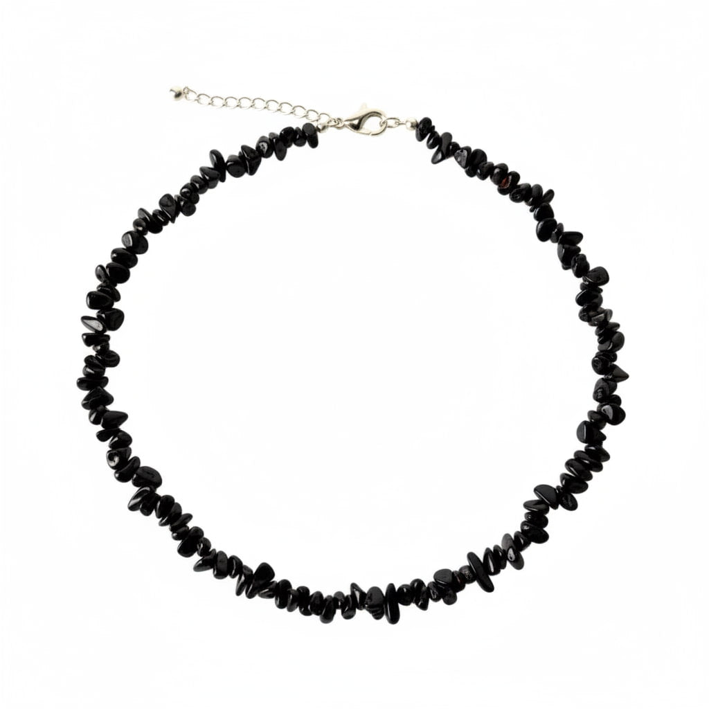 Achat Splitter Halskette – Schwarze Natursteinsplitter