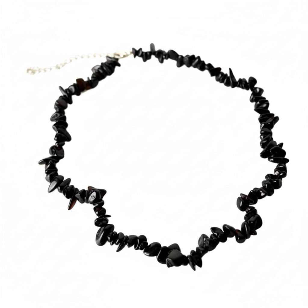 Achat Splitter Halskette – Schwarze Natursteinsplitter