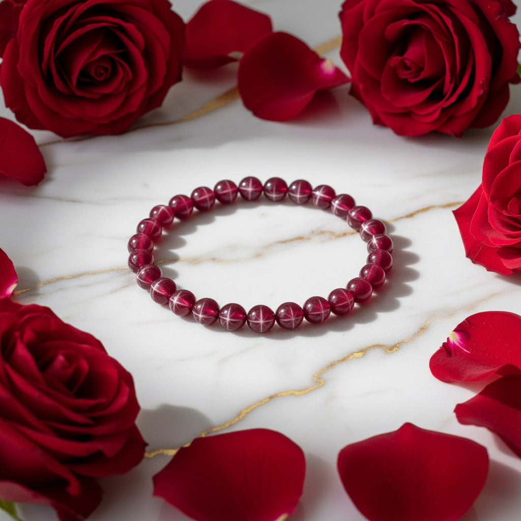 Star Rubin Kugelarmband - Leuchtender Stern-Effekt CrystalScents