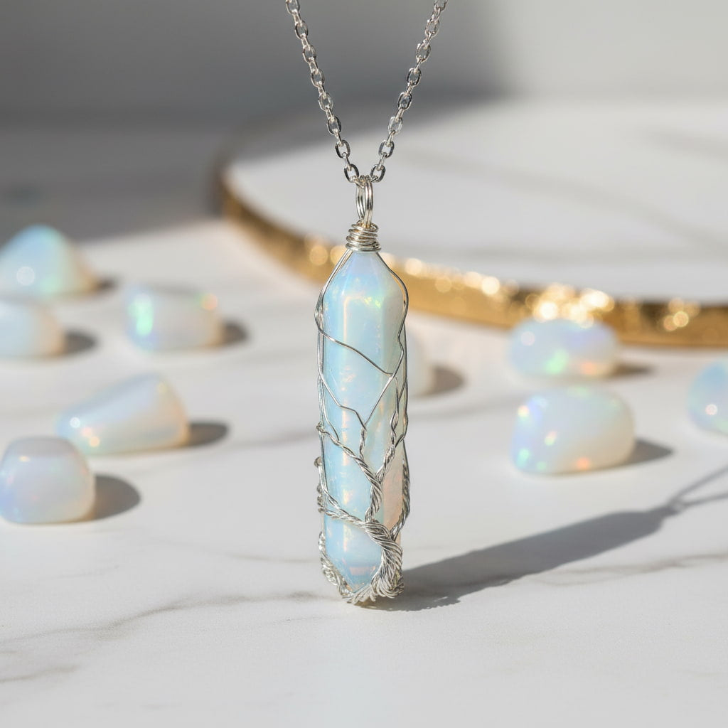 Opalit Halskette - Silberner Doppelender CrystalScents