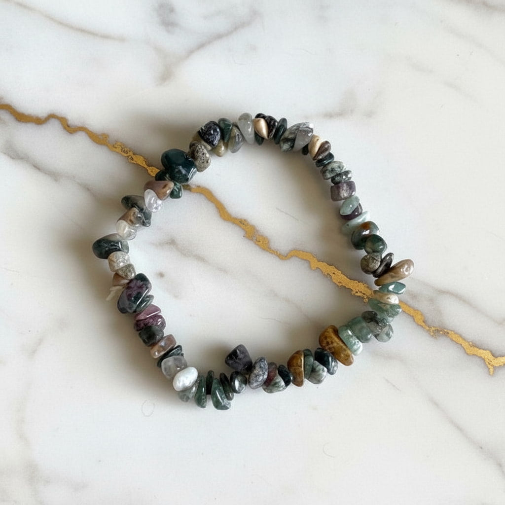 Moosachat Splitterarmband - Erdung & Ausgeglichenheit CrystalScents