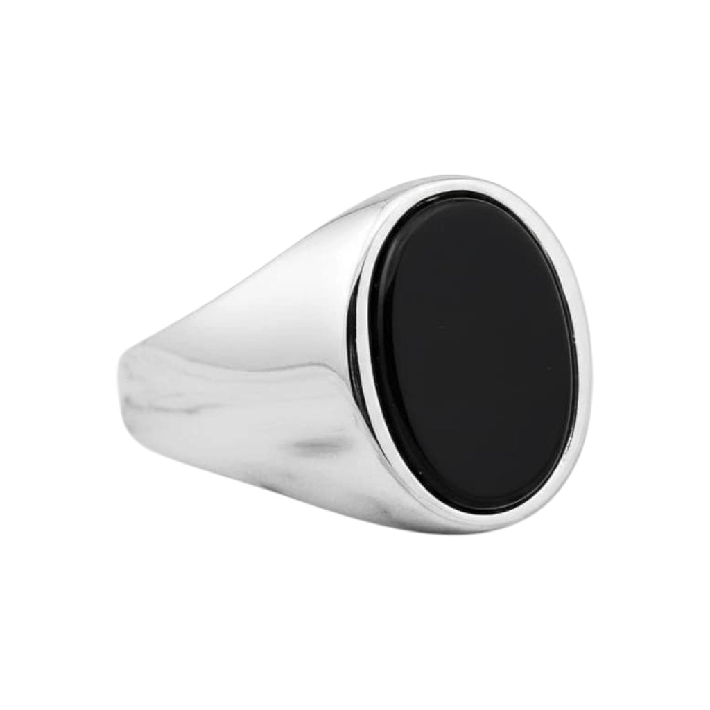 Onyx Ring Silber - schwarzer ovaler Kristall CrystalScents