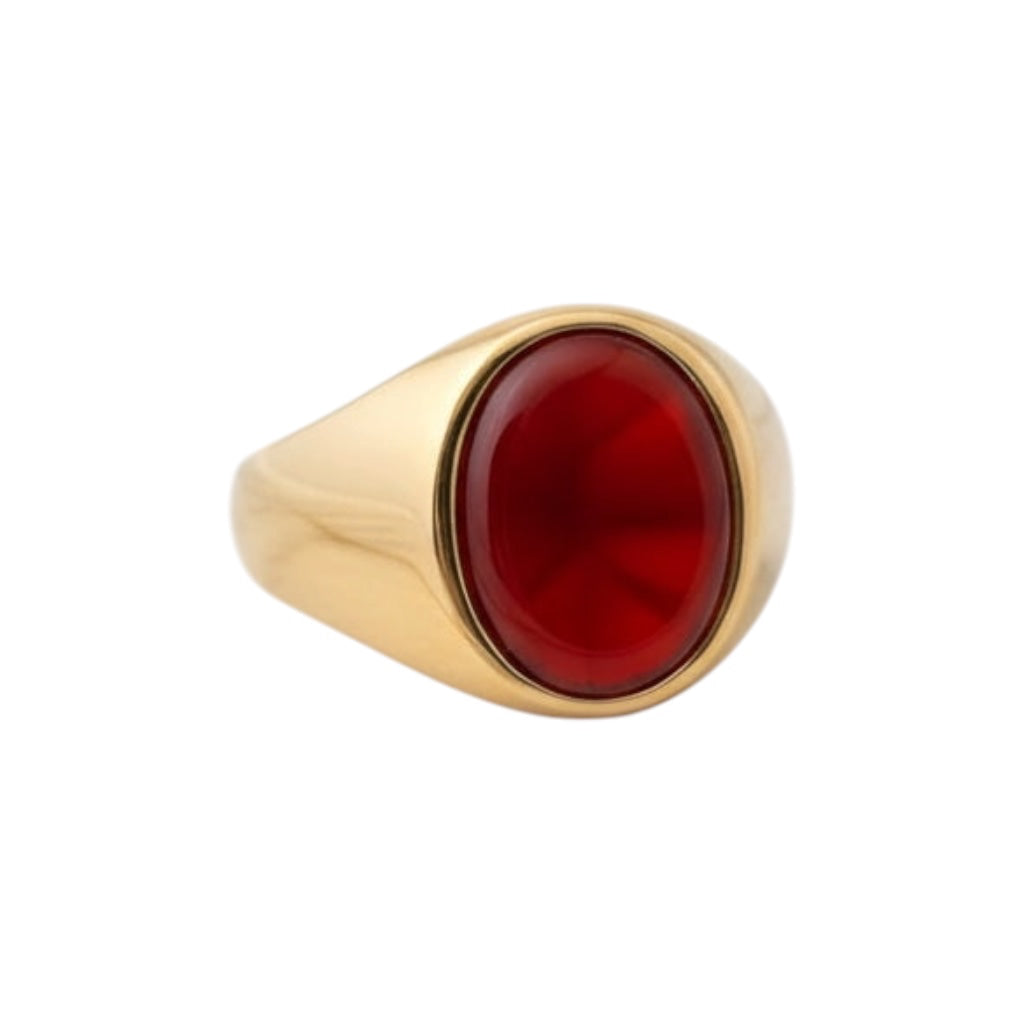 Onyx Ring Gold - roter ovaler Kristall CrystalScents