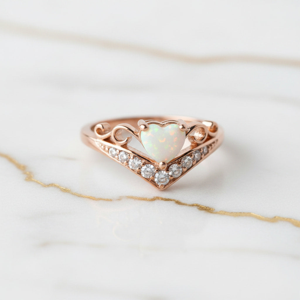 Opal Ring - Diadem mit Herzform CrystalScents