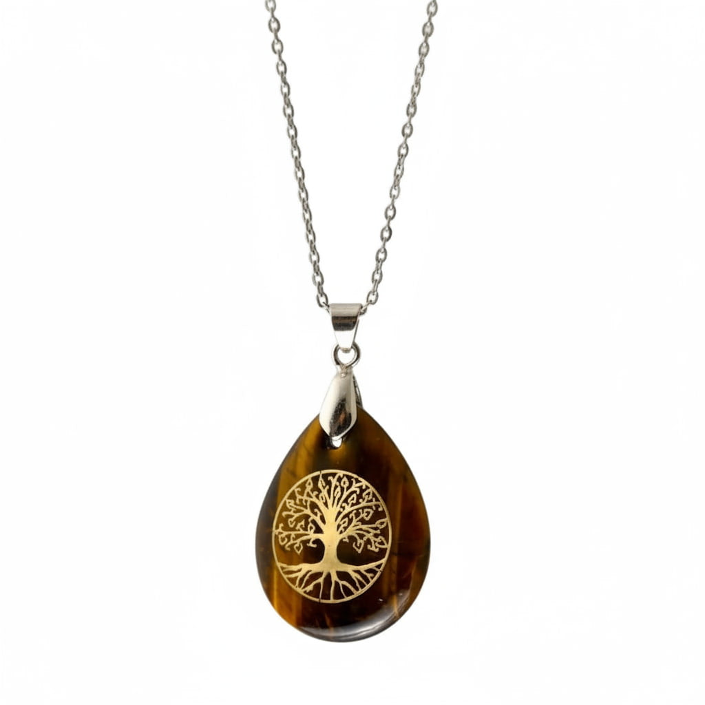 Tigerauge Halskette - Baum des Lebens CrystalScents