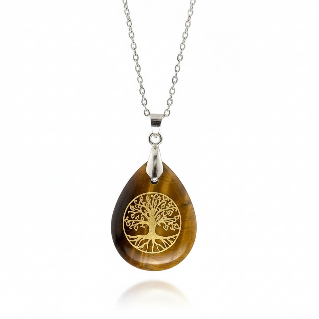 Tigerauge Halskette - Baum des Lebens CrystalScents