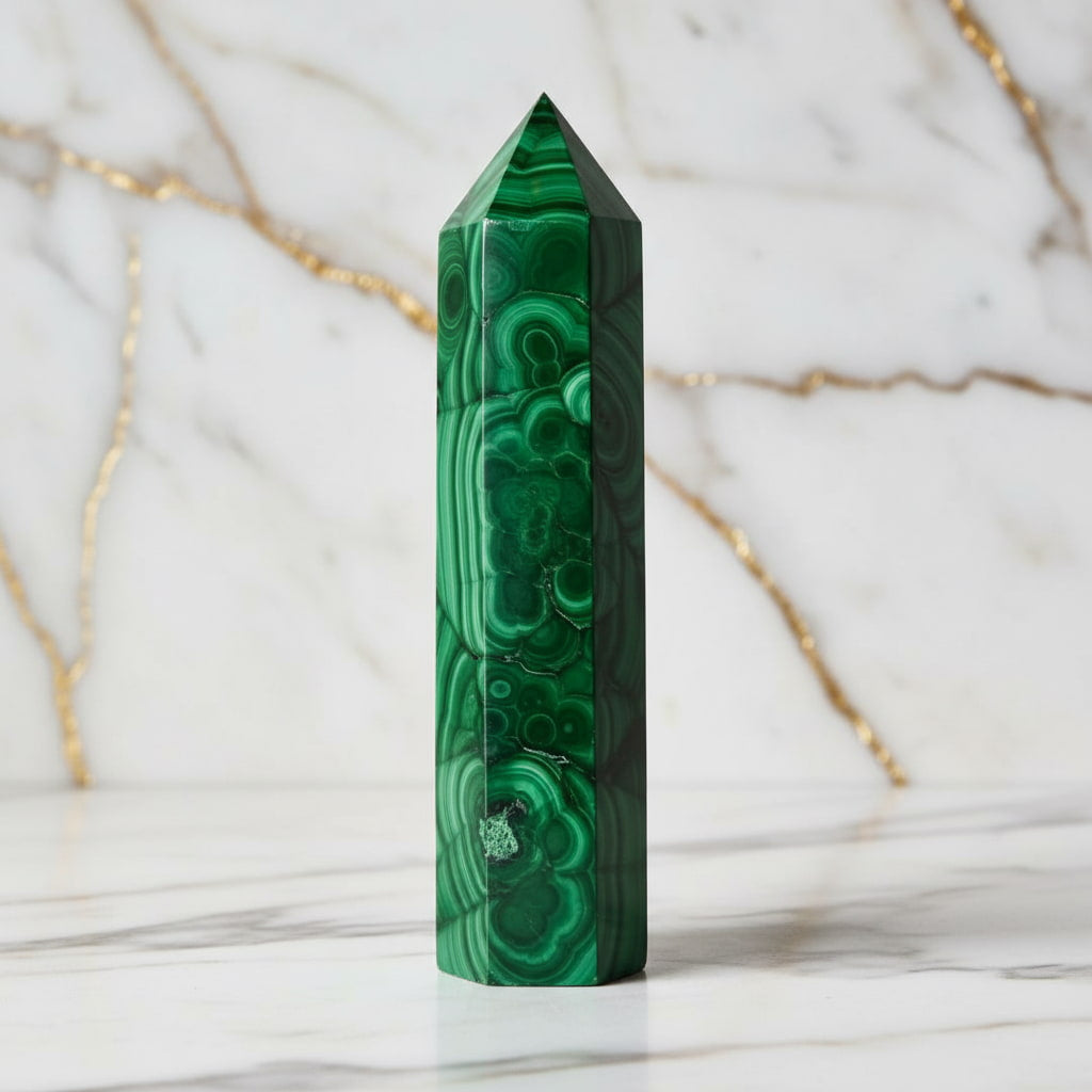 Malachit Obelisk – Energie in Form gebracht CrystalScents
