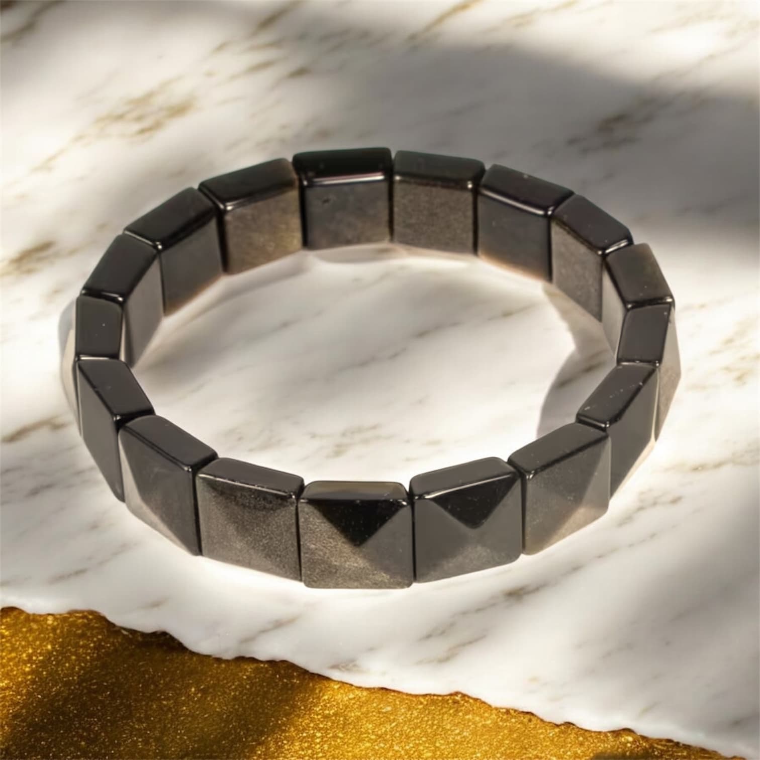 Gold Obsidian Armband - Magische Tiefe