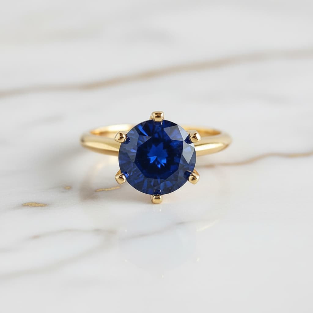 Saphir – Goldring in Tiefblau