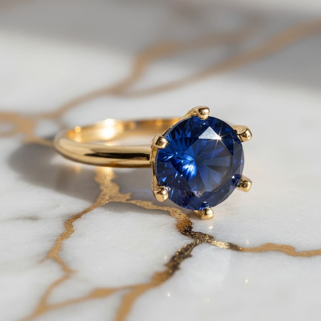 Saphir – Goldring in Tiefblau