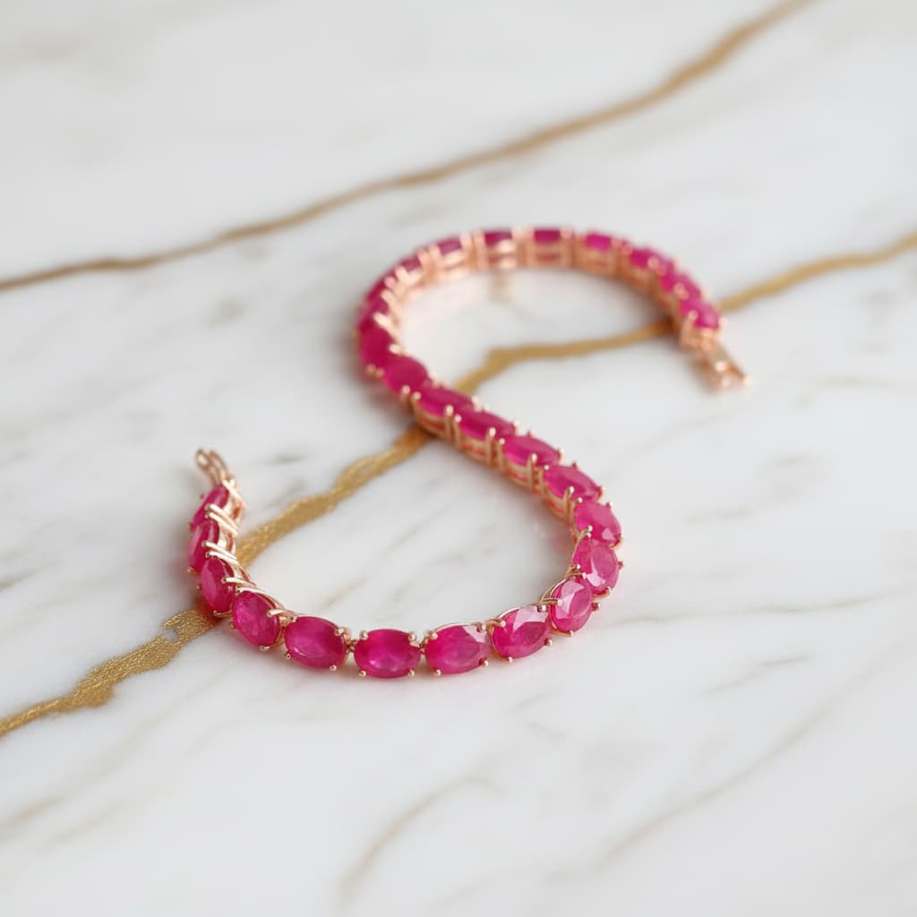 Rubin – Goldenes Edelsteinarmband voller Farbkraft