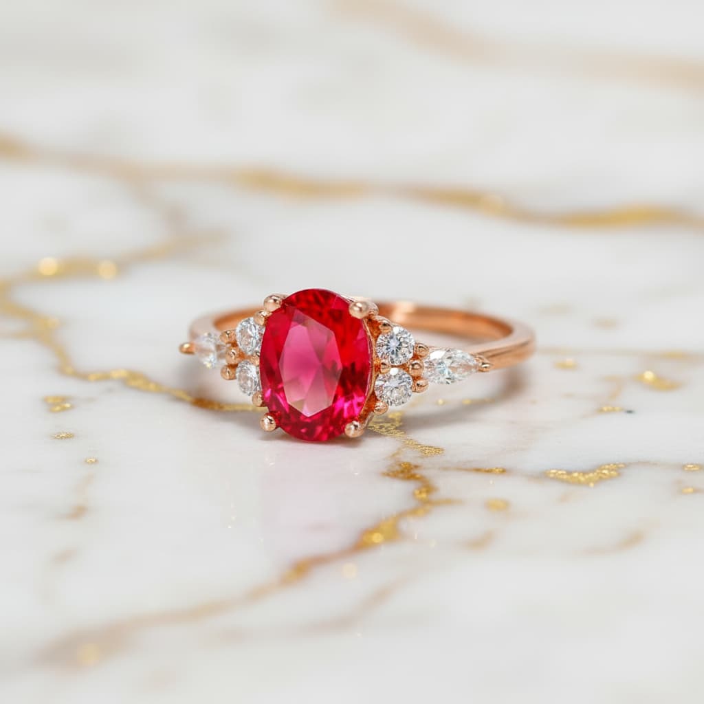 Rubin – Goldener Ring mit intensivem Rot