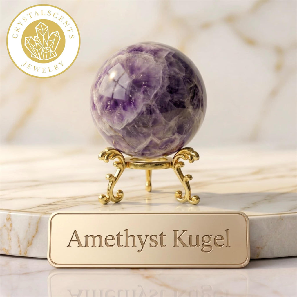 Amethyst Kugel inkl. goldenem Aufsteller – Brasilien