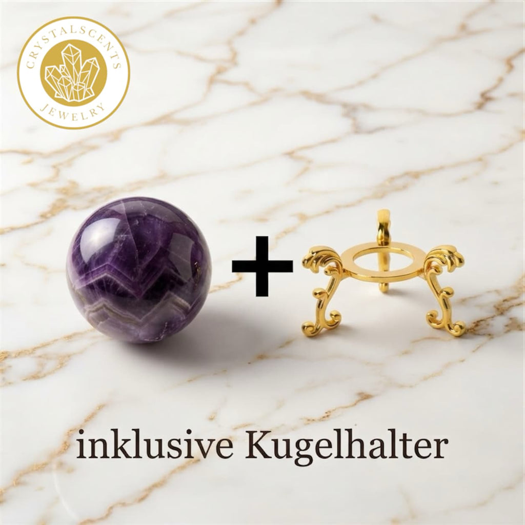Amethyst Kugel inkl. goldenem Aufsteller – Brasilien