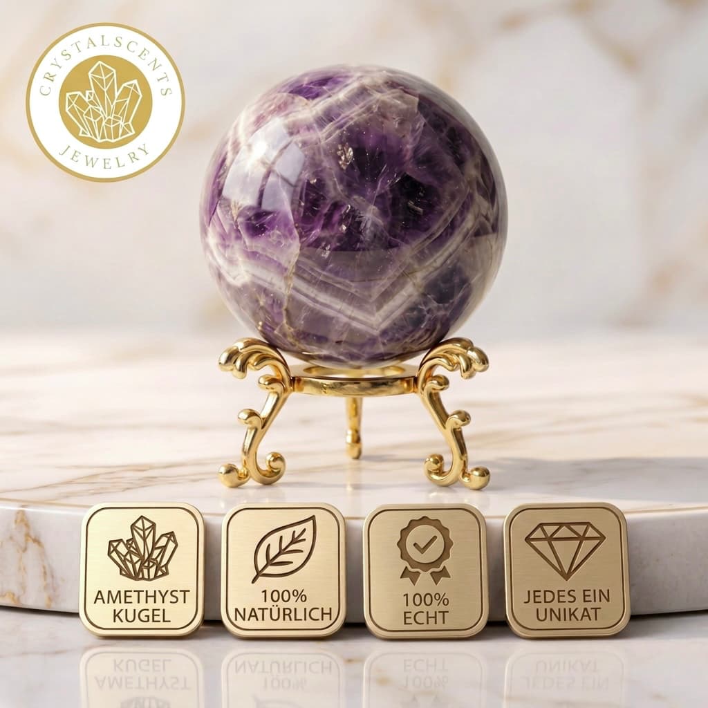 Amethyst Kugel inkl. goldenem Aufsteller – Brasilien