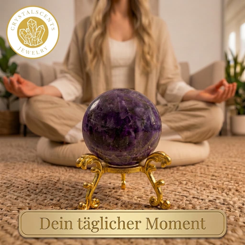 Amethyst Kugel inkl. goldenem Aufsteller – Brasilien