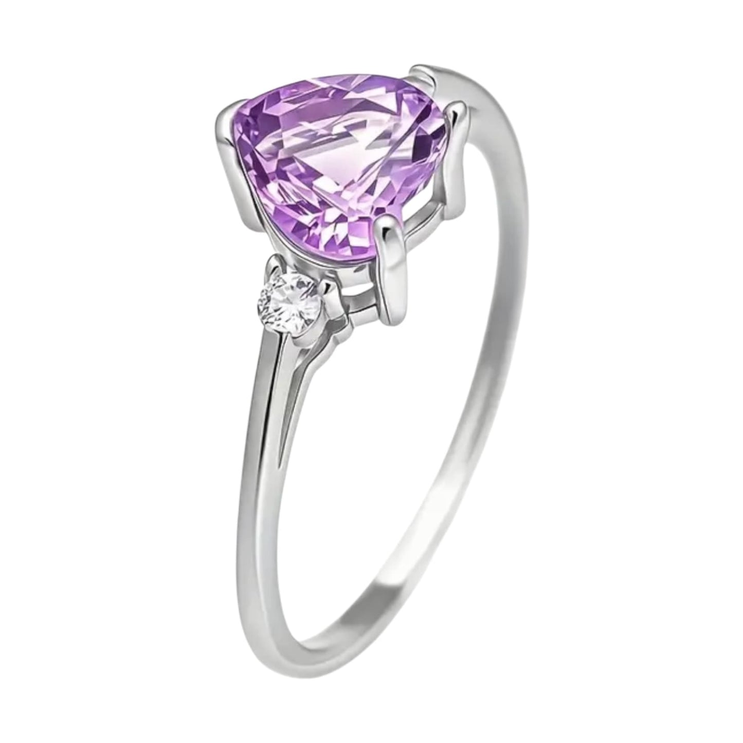 Amethyst - Silber Ring mit Herz