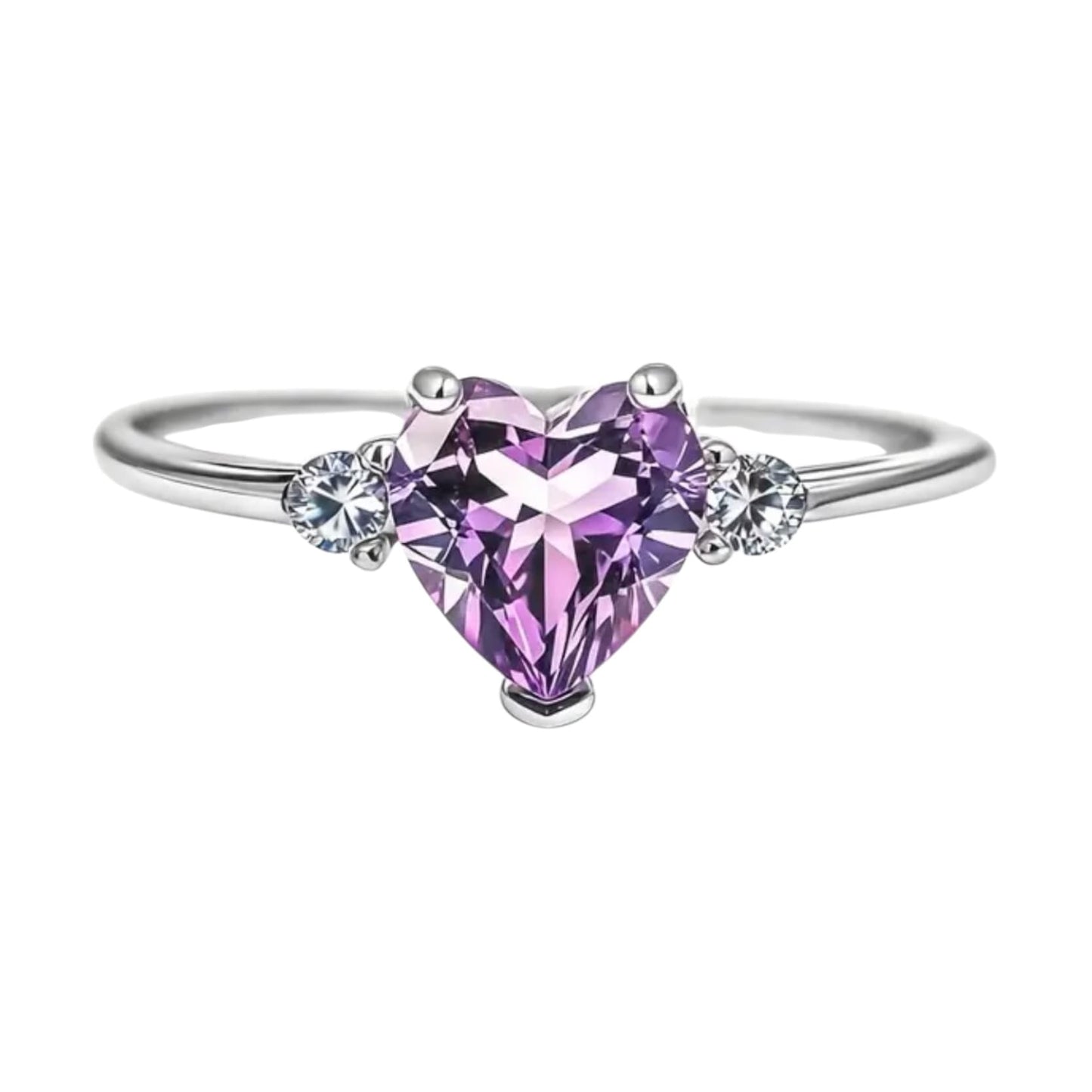 Amethyst - Silber Ring mit Herz