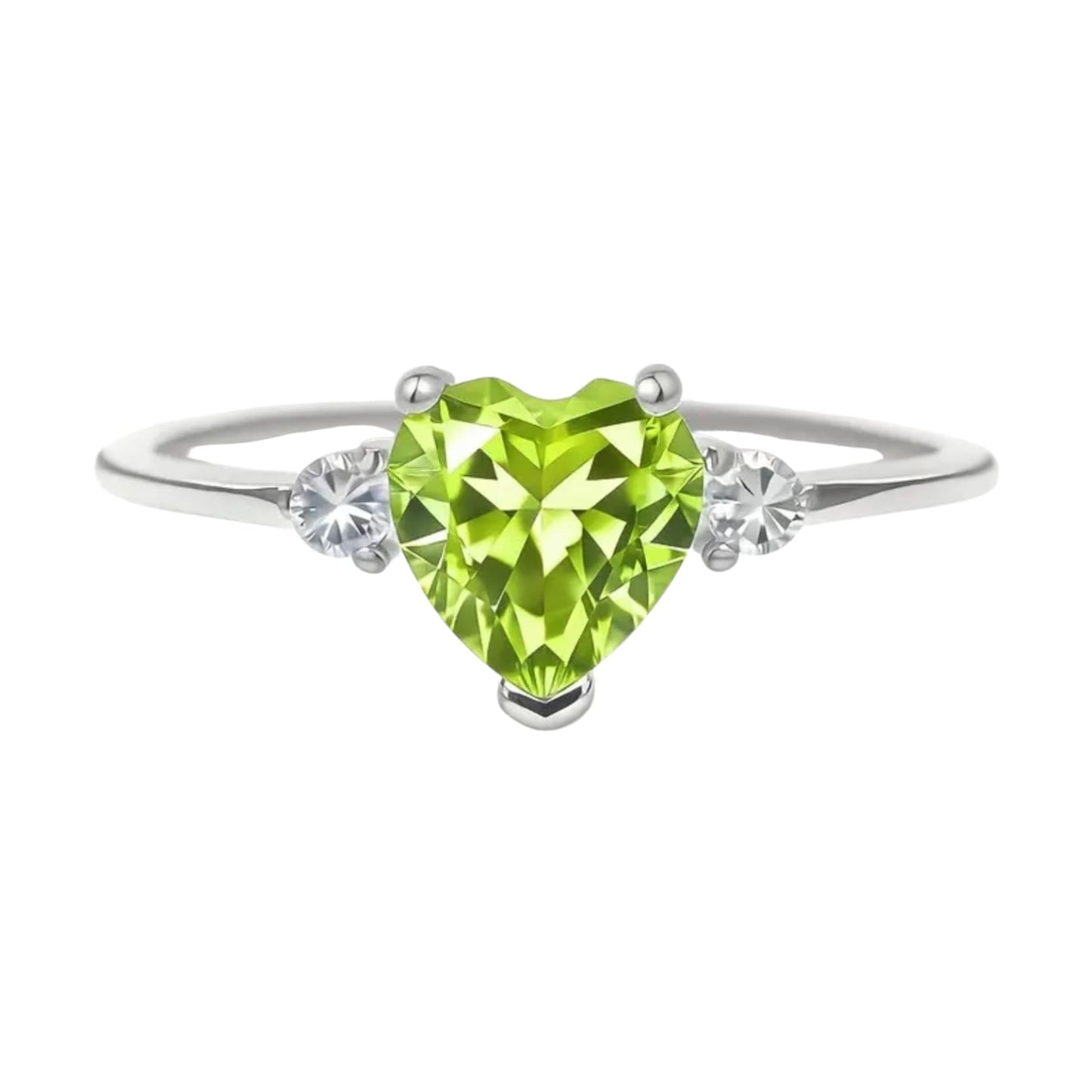 Peridot - Silber Ring mit Herz