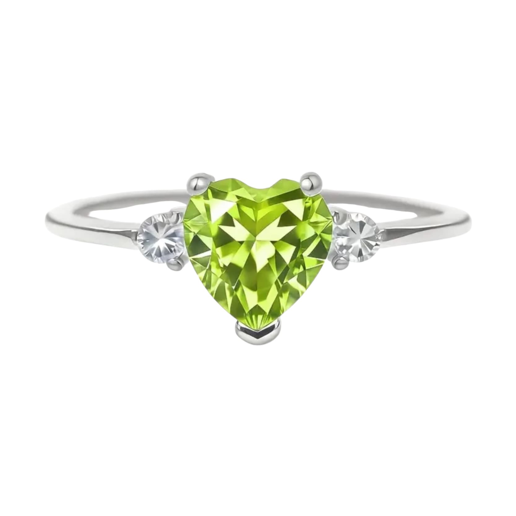 Peridot - Silber Ring mit Herz