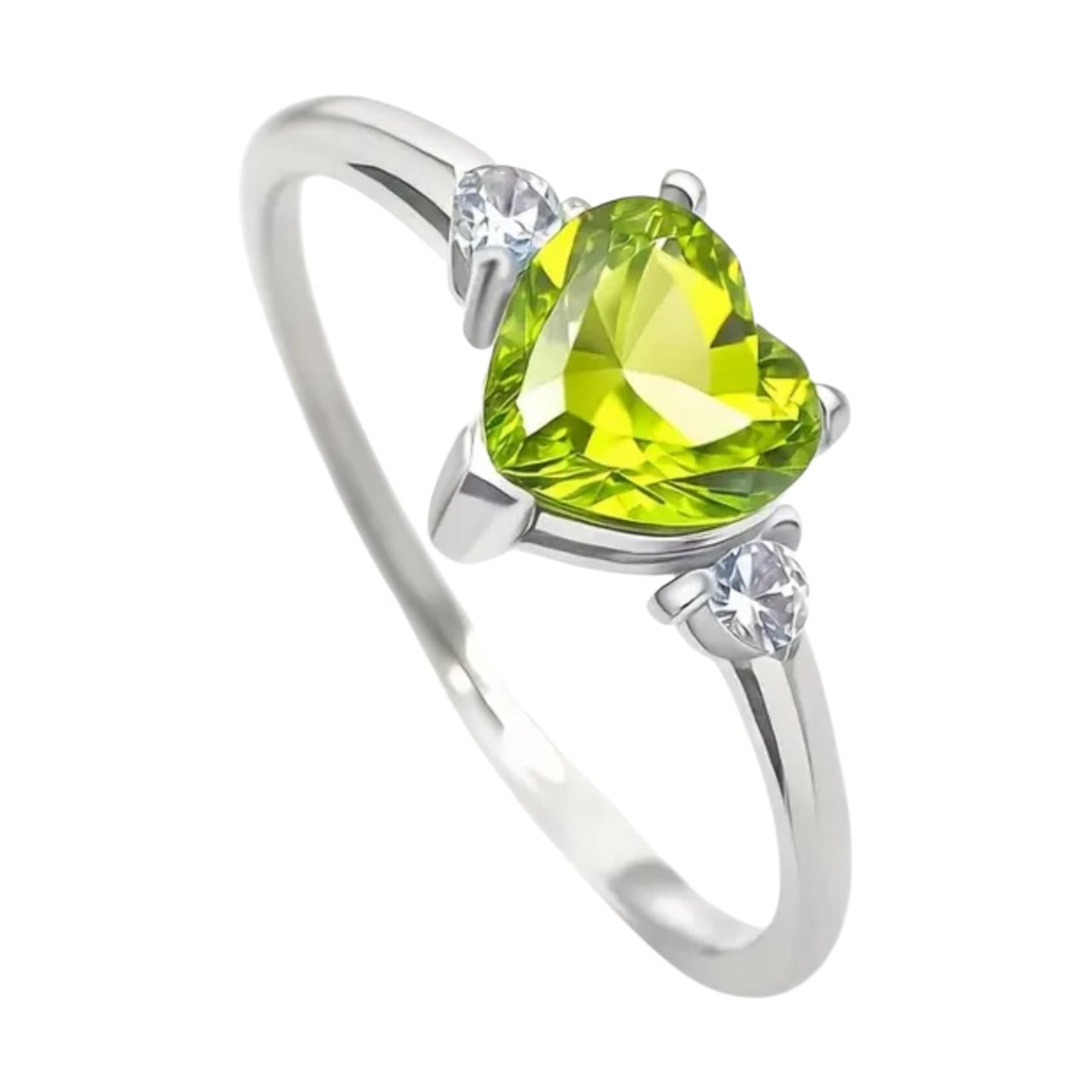 Peridot - Silber Ring mit Herz