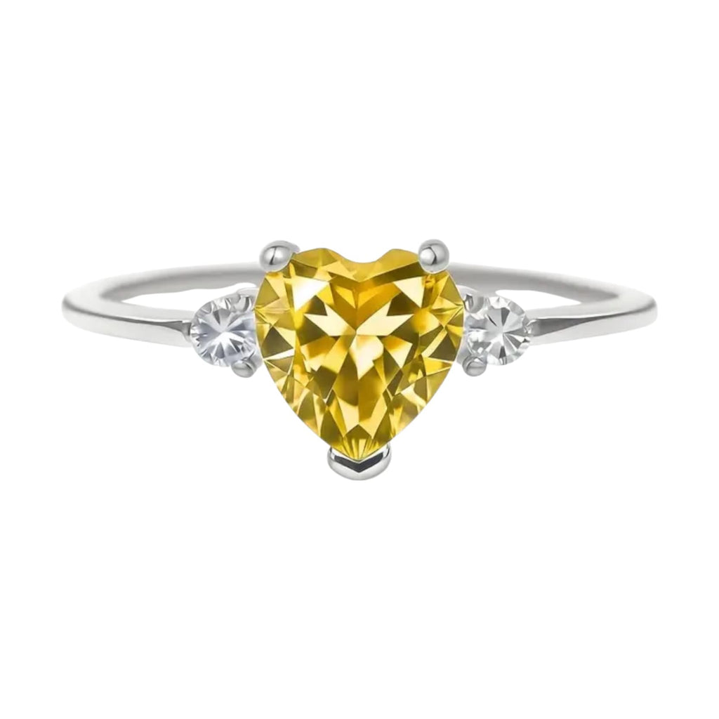 Citrin - Silber Ring mit Herz