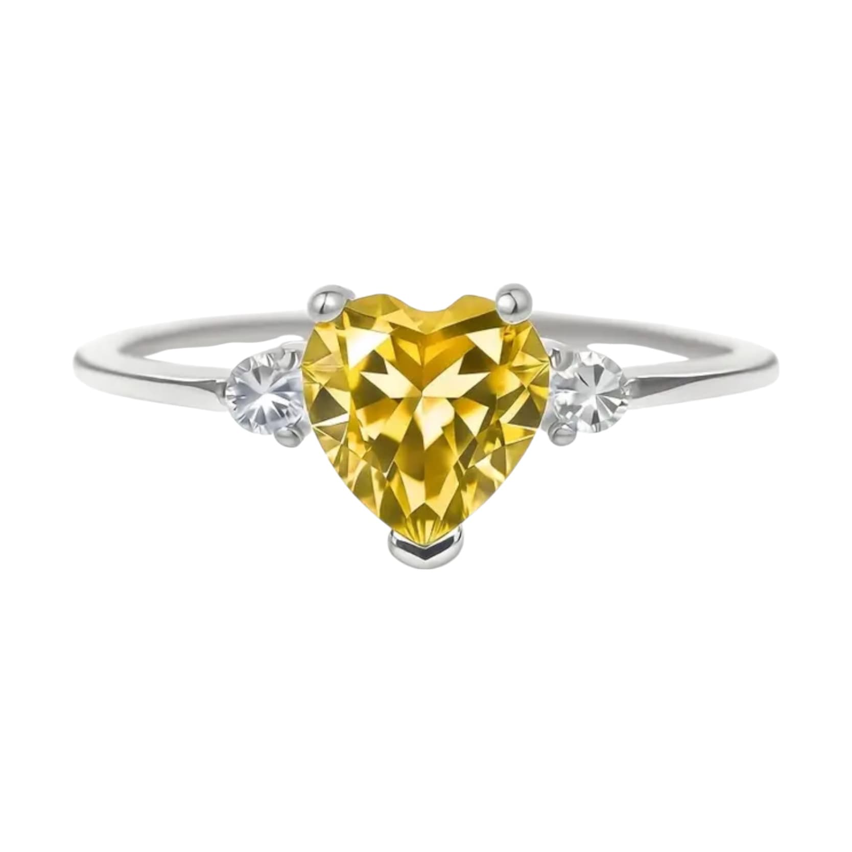 Citrin - Silber Ring mit Herz