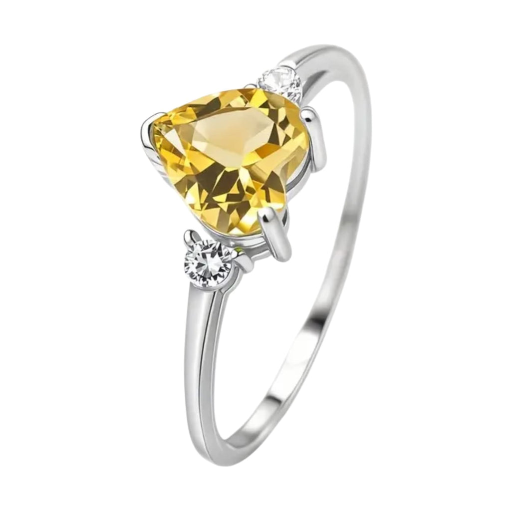 Citrin - Silber Ring mit Herz