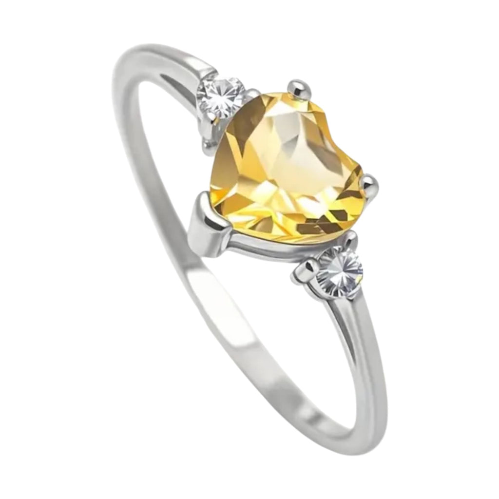 Citrin - Silber Ring mit Herz