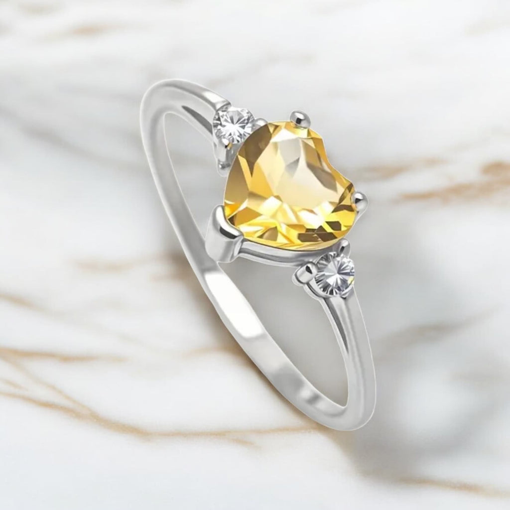 Citrin - Silber Ring mit Herz