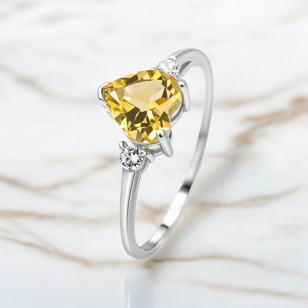 Citrin - Silber Ring mit Herz