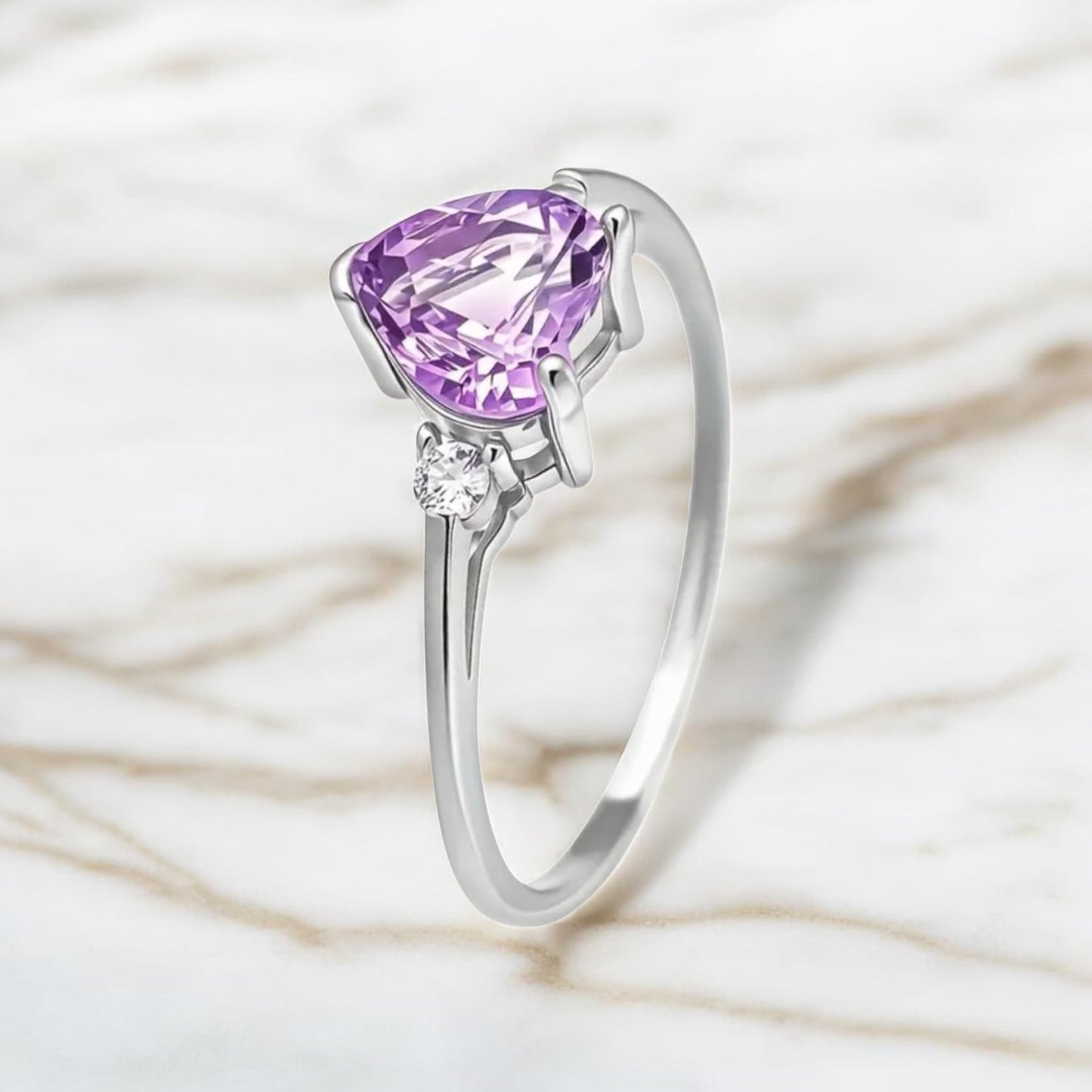Amethyst - Silber Ring mit Herz