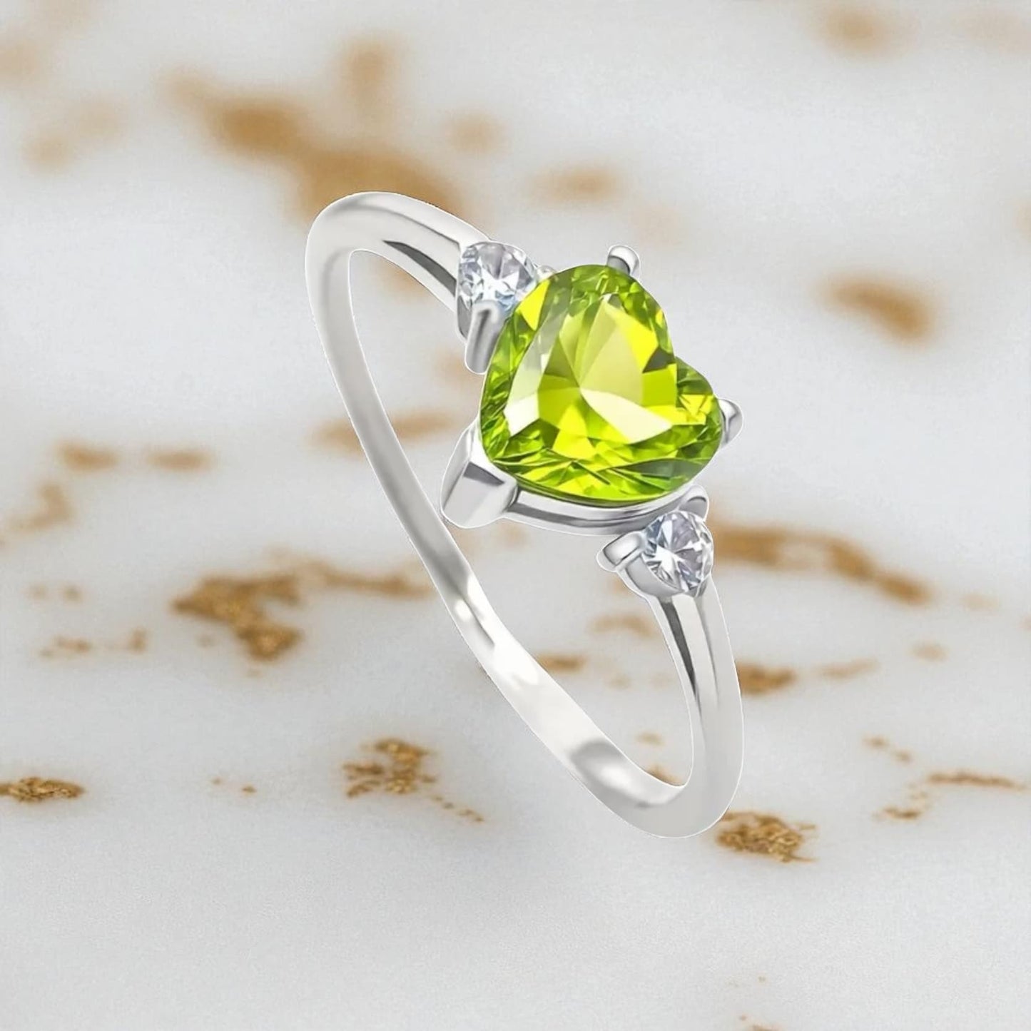 Peridot - Silber Ring mit Herz