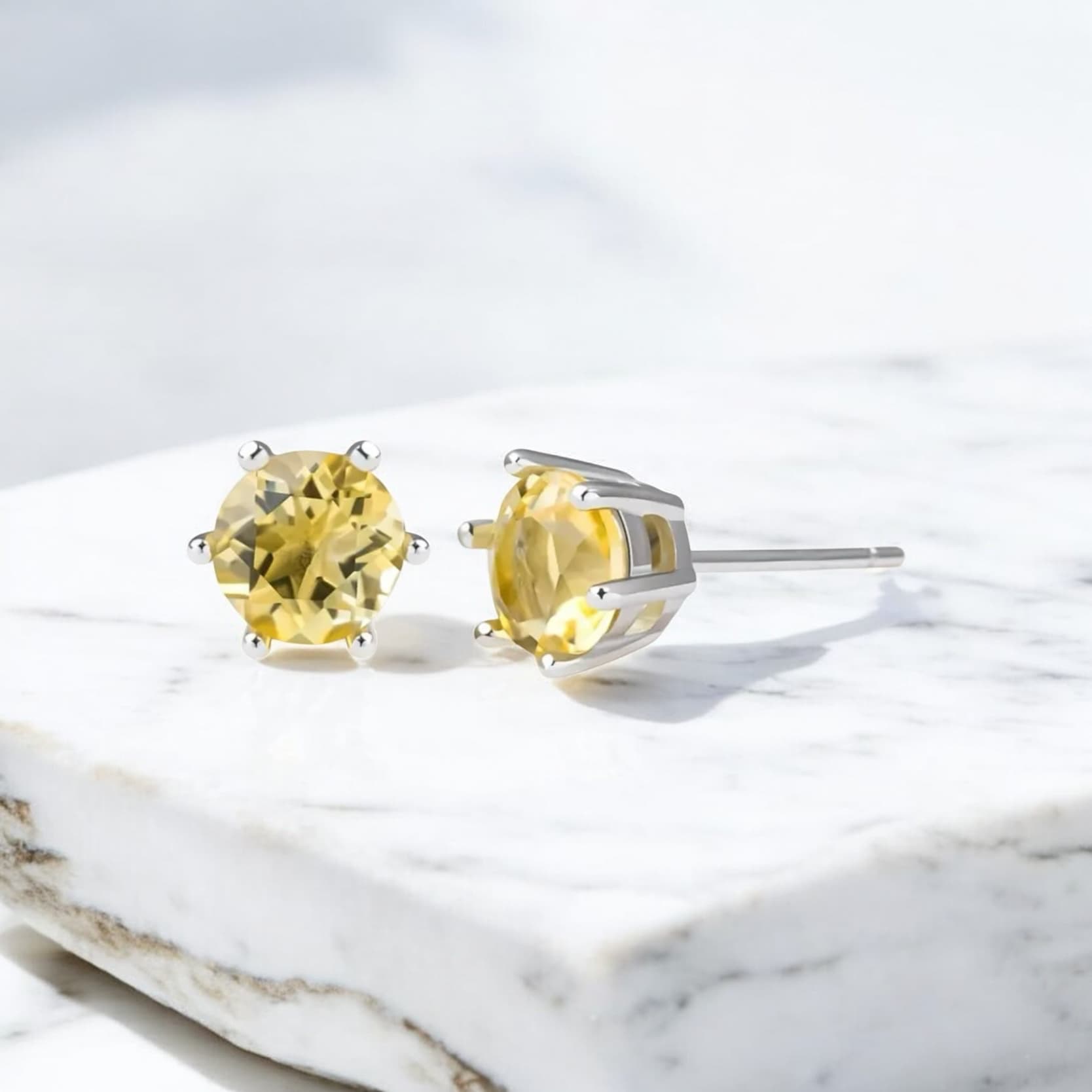 Citrin - 925er Silber Ohrringe