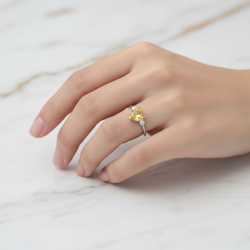 Citrin - Silber Ring mit Herz