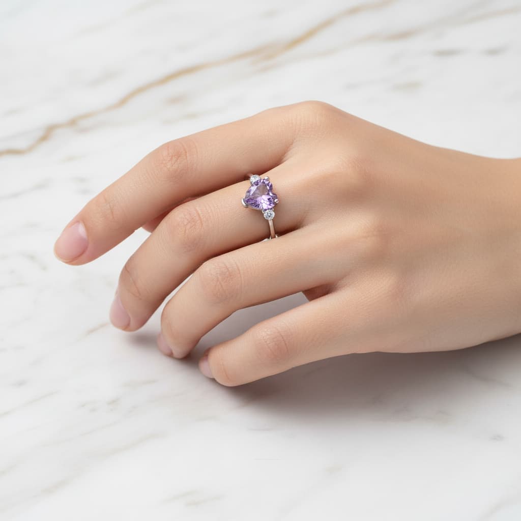 Amethyst Ring - Silber mit Herz